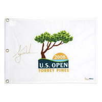 Tiger Woods Autographed Official 2008 US Open Championship Pin Flag UDA LE 500