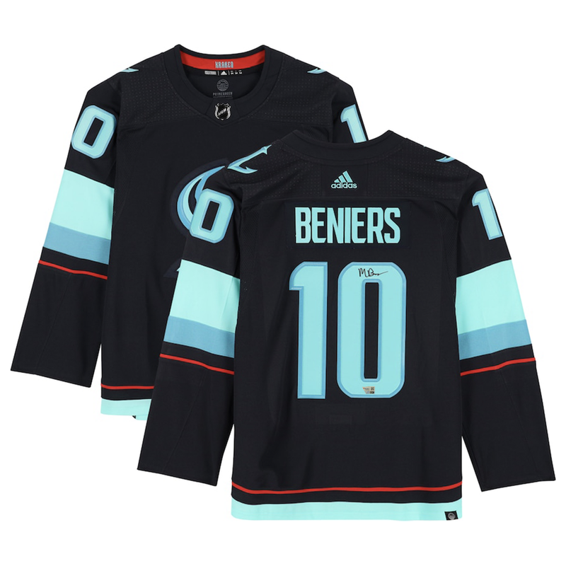 Matty Beniers Autographed Seattle Kraken Authentic Navy Jersey Fanatics