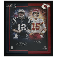 Tom Brady & Patrick Mahomes Autographed New England Patriots/Kansas City Chiefs 20 x 24 Photo Fanatics and Beckett LE 50
