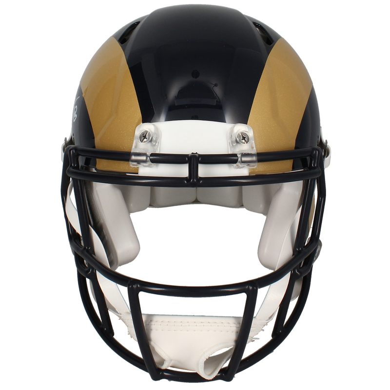 Marshall Faulk Autographed Rams Throwback Authentic Speed Helmet Beckett