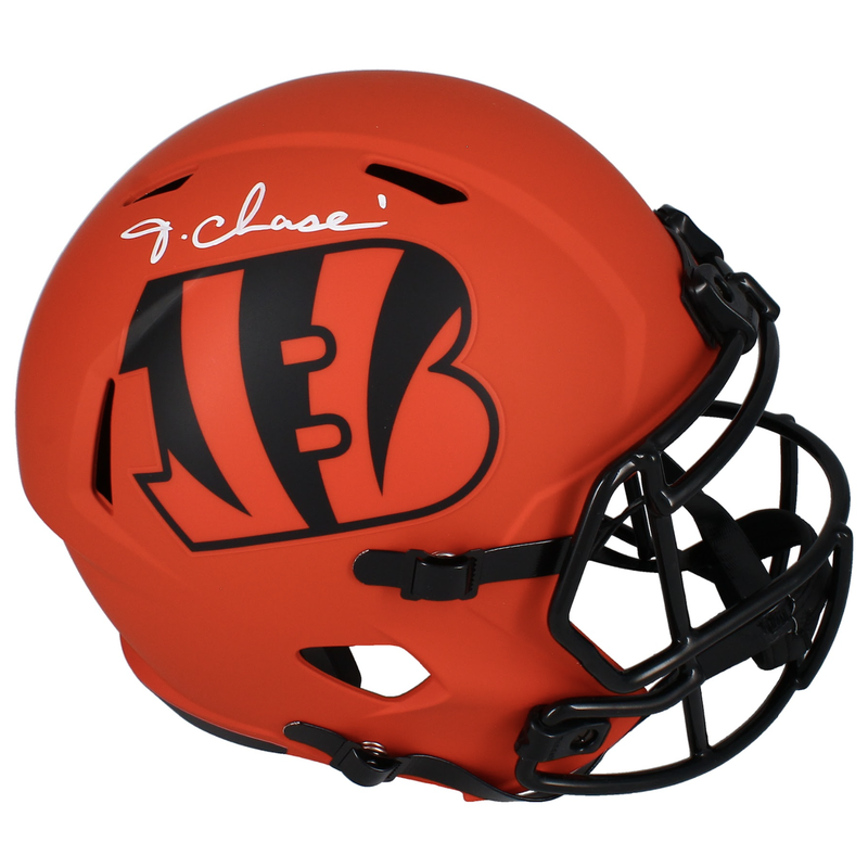 Ja'Marr Chase Autographed Bengals 'RAVE' Full Size Speed Helmet Beckett