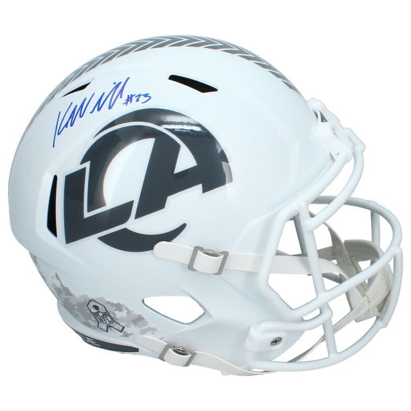 Kyren Williams Autographed (Blue Ink) Rams 2024 STS Full Size Helmet Beckett