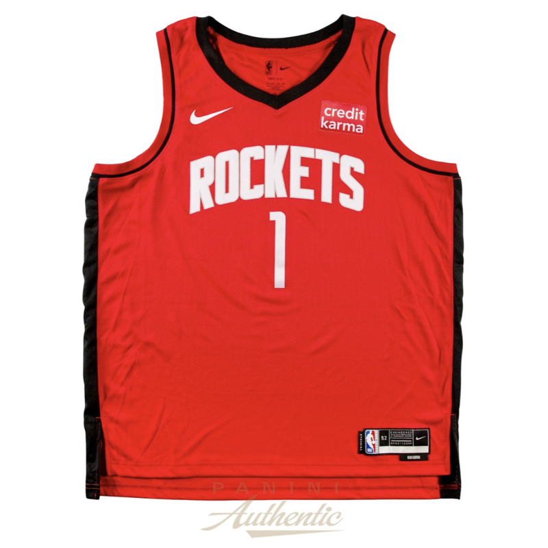 Amen Thompson Autographed Houston Rockets Red Nike Swingman Jersey Panini