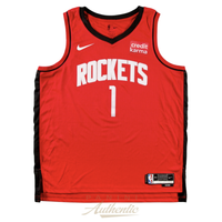 Amen Thompson Autographed Houston Rockets Red Nike Swingman Jersey Panini
