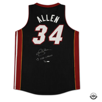 Ray Allen Autographed/ Inscr. Miami Heat Authentic Black M&N Jersey UDA LE 113