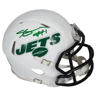 Ahmad "Sauce" Gardner Autographed New York Jets Speed White Matte Mini Helmet Beckett