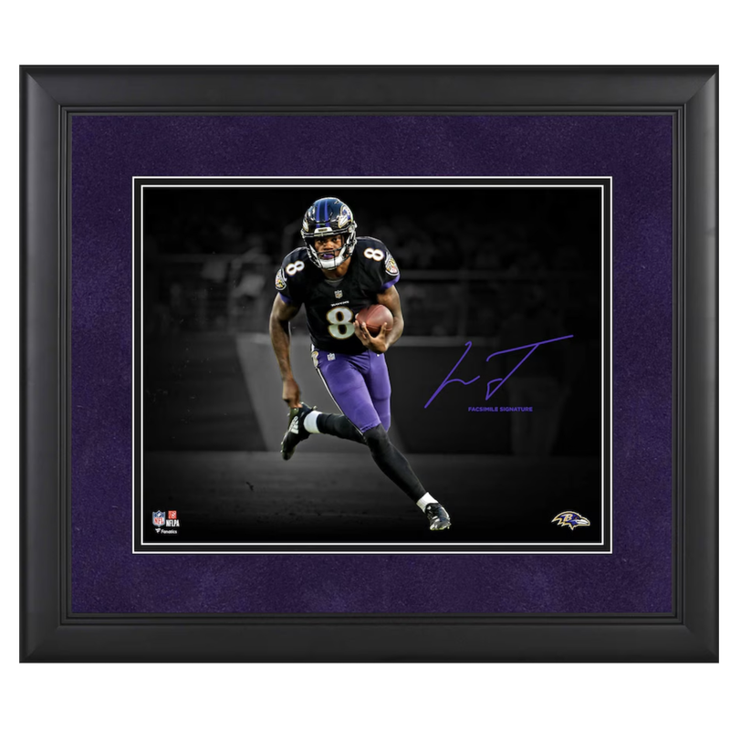 Lamar Jackson Ravens Framed 11" x 14" Spotlight Photo - Facsimile Sig. Fanatics