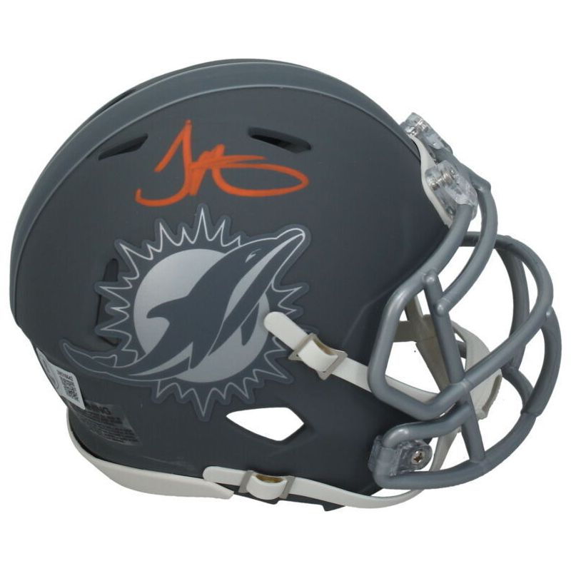 Tyreek Hill Autographed (In Orange) Dolphins Slate Mini Speed Helmet Beckett