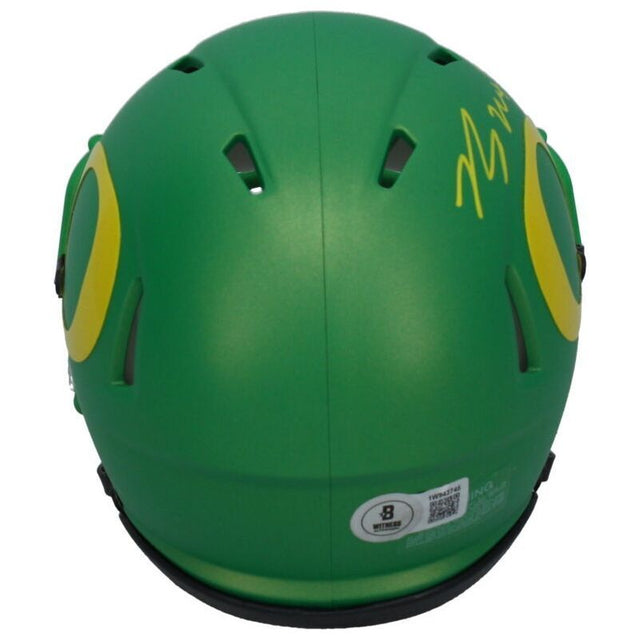 Bo Nix Autographed Oregon Ducks Green Apple Mini Speed Helmet Beckett