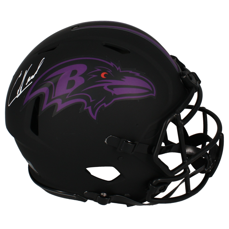 Ed Reed Autographed Ravens 'Eclipse' Authentic Speed Helmet Beckett
