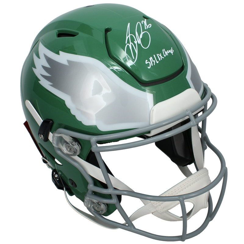 Saquon Barkley Autographed/Inscribed "SB LIX CHAMPS" Philadelphia Eagles Kelly Green Speedflex Authentic Helmet Beckett