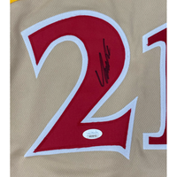 Dominique Wilkins Autographed Red/Gold Atlanta Hawks Custom #21 Jersey JSA