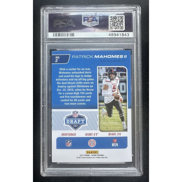 2017 Panini Score NFL Draft #2 Patrick Mahomes Texas Tech II RC Rookie PSA 9 MINT