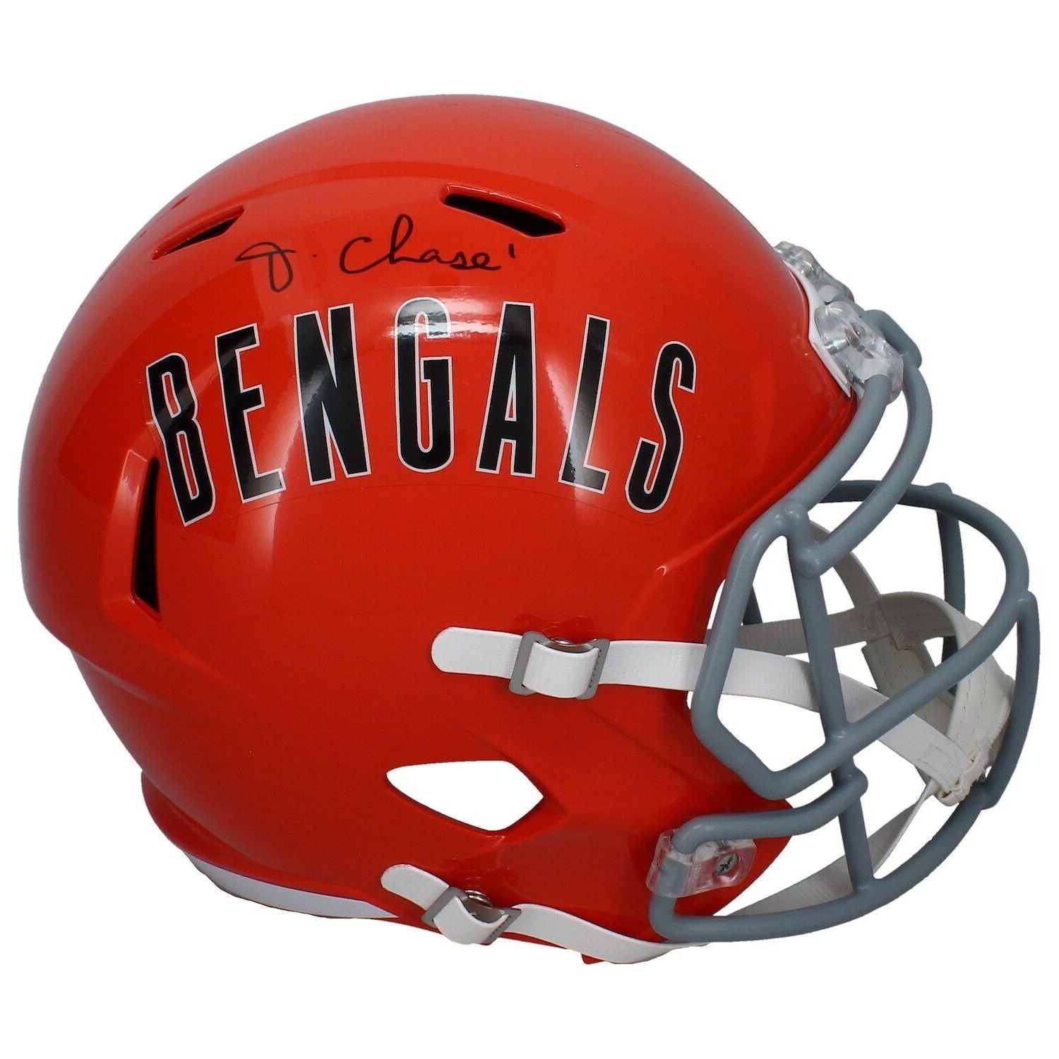 Ja'Marr Chase Autographed Bengals Throwback Full Size Speed Helmet Beckett