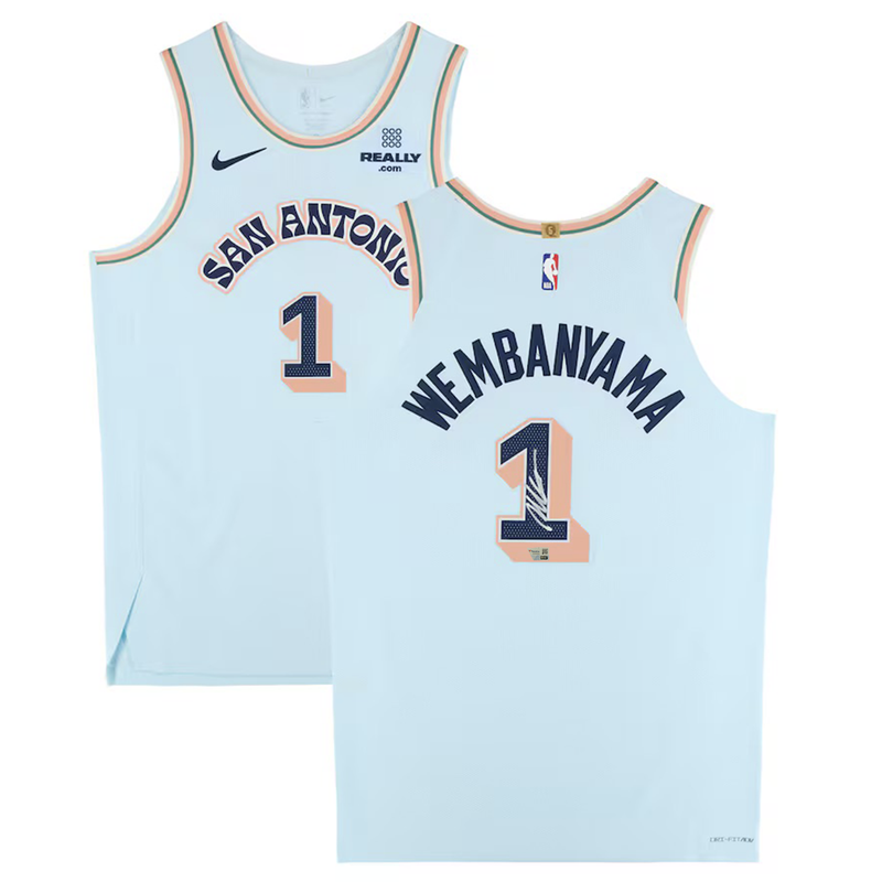 Victor Wembanyama Autographed San Antonio Spurs Authentic Light Blue City Ed Jersey Fanatics