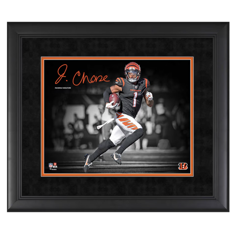 Ja'Marr Chase Bengals Framed 11" x 14" Spotlight Photo - Facsimile Sig. Fanatics