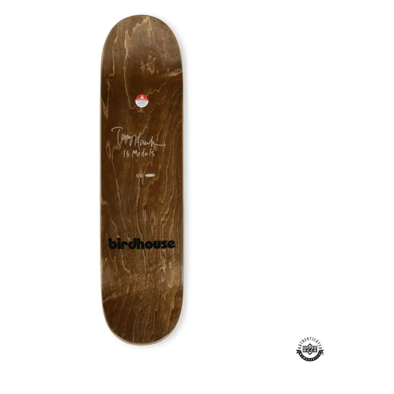 Tony Hawk Autographed/Insc. Birdhouse Falcon 1 Brown Skateboard Deck UDA LE 5