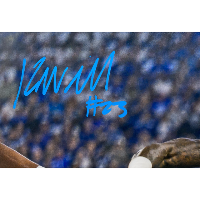 Kyren Williams Autographed (In Blue) Rams "Stiff Arm" 16" x 20" Photo Beckett