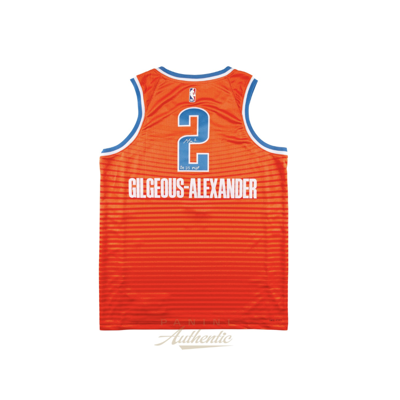 Shai Gilgeous-Alexander Auto/Ins OKC Orange Nike Swingman Jersey Panini LE 25