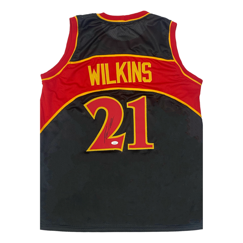 Dominique Wilkins Autographed Atlanta Hawks Red/Black #21 Custom Jersey JSA Witnessed