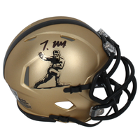 Travis Hunter Autographed Gold Heisman Trophy Logo Speed Mini Helmet Fanatics