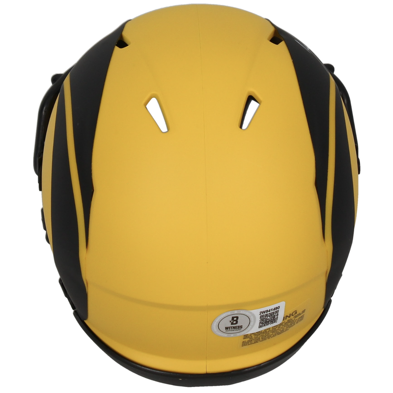 Marshall Faulk Autographed Los Angeles Rams RAVE Mini Speed Helmet Beckett