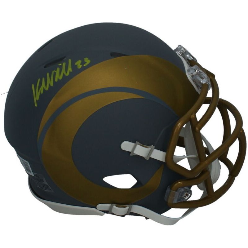Kyren Williams Autographed (In Yellow) Rams Slate Mini Speed Helmet Beckett