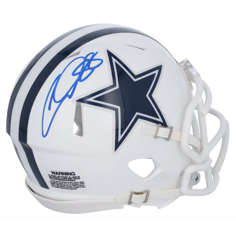 CeeDee Lamb Autographed Cowboys Alternate White Mini Speed Helmet Fanatics