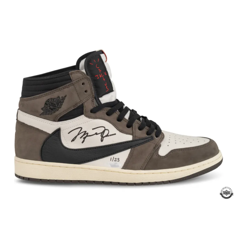 Michael Jordan Autographed Nike 1 'Travis Scott' Mocha Shoes UDA LE 23