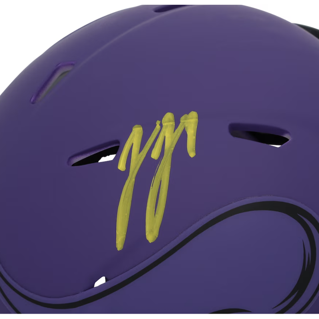 J.J. McCarthy Autographed Minnesota Vikings 'RAVE' Mini Speed Helmet Fanatics