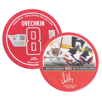 Alexander Ovechkin Autographed Washington Capitals 895th Goal Red Hockey Puck LE 895 Fanatics