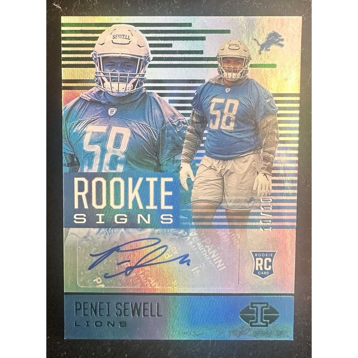 2021 Panini Illusions Penei Sewell Auto Rookie Signs RC Detroit Lions LE 10
