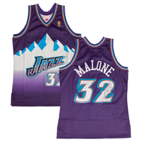 Karl Malone Autographed Utah Jazz M&N 1996 Purple Road Jersey Fanatics