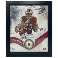 Christian McCaffrey 49ers Framed 15" x 17" Game Used Football Collage LE 1/50