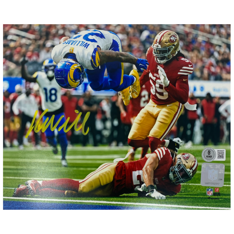 Kyren Williams Autographed (In Yellow) "TD Flip" Rams 8" x 10" Photo Beckett