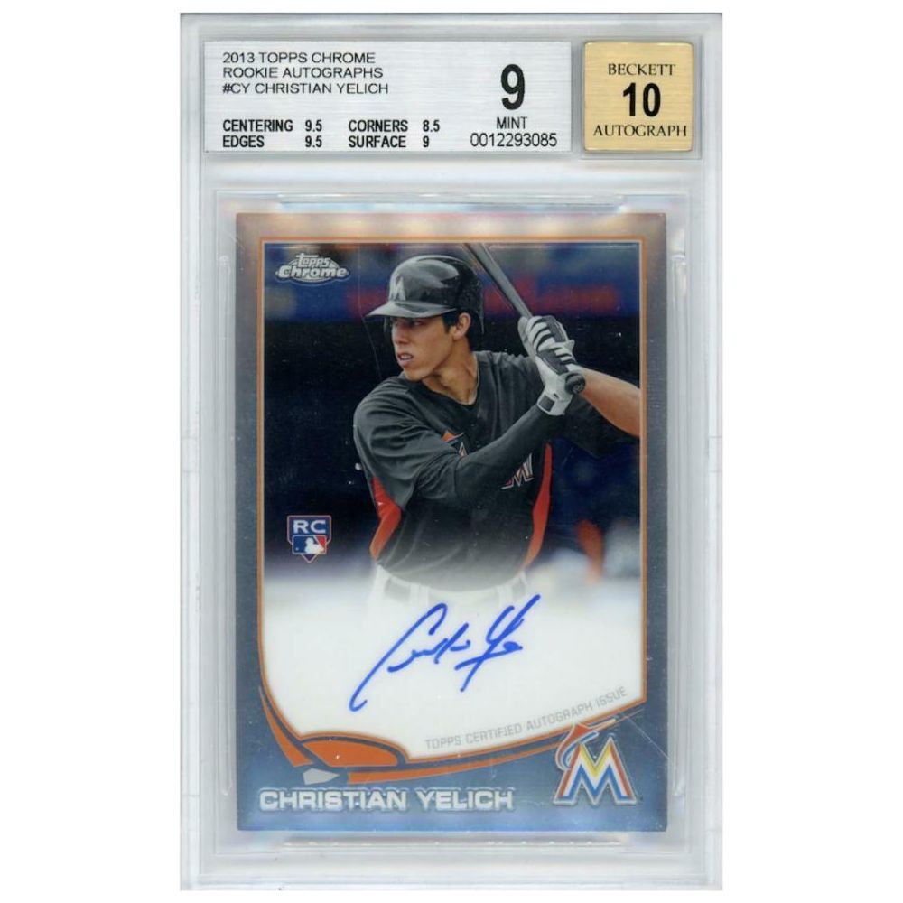 CHRISTIAN YELICH Autographed Marlins/13 TOPPS Chrome BGS 10