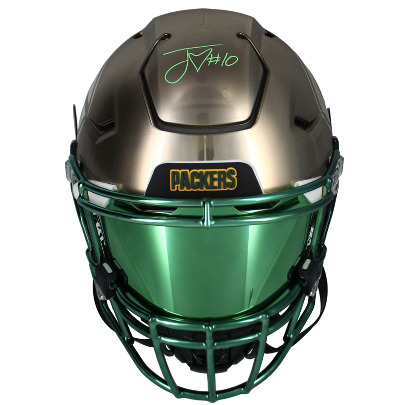 Jordan Love Autographed Green Bay Packers Custom Chrome Inlay SpeedFlex Helmet Beckett
