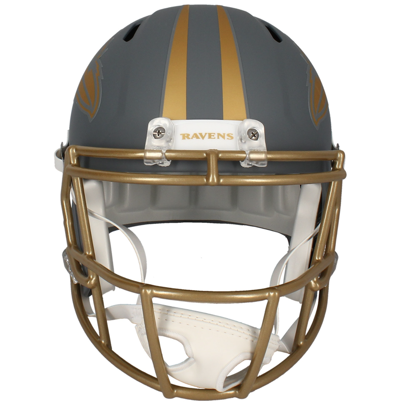 Zay Flowers Autographed Baltimore Ravens Slate Full Size Speed Helmet Beckett