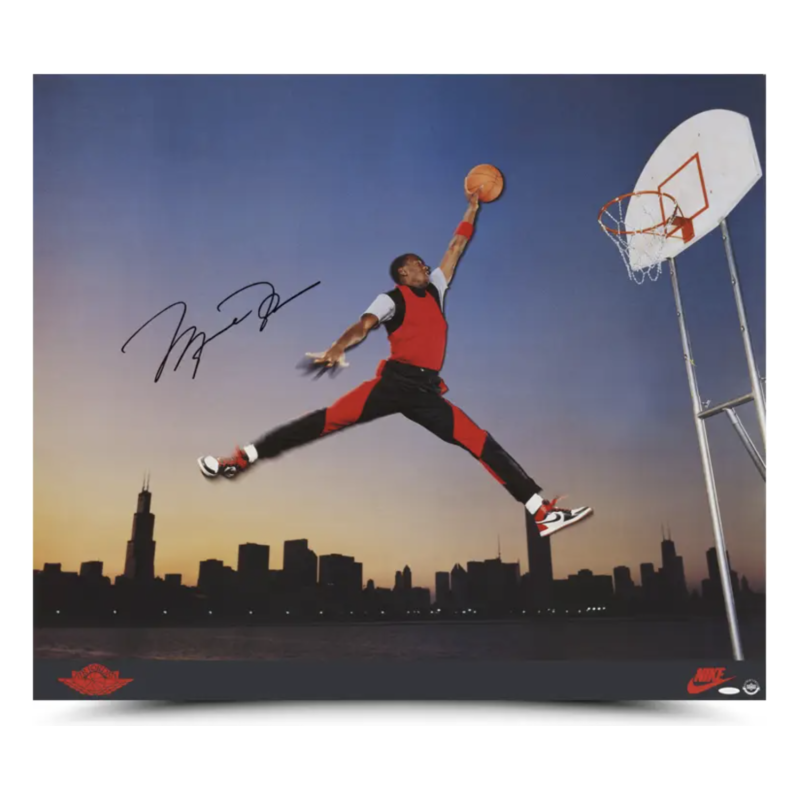 Michael Jordan Autographed Nike 35"x40" 'Air Time' Photo UDA