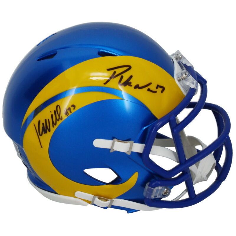 Kyren Williams / Puka Nacua Autographed Rams Mini Speed Helmet Beckett