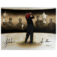 Tiger Woods Autographed "Tiger Slam" 16" x 20" Stretched Canvas UDA LE 50