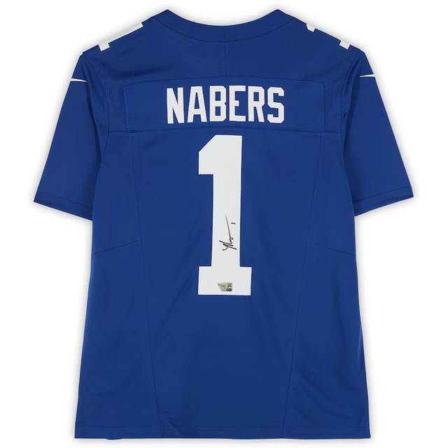 Malik Nabers Autographed New York Giants Royal Blue Nike Limited Jersey Fanatics