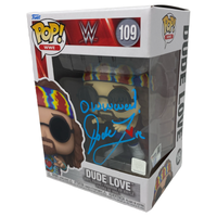 Dude Love Mick Foley Autographed "OWWW!" WWE #109 Funko Pop Figurine Fanatics