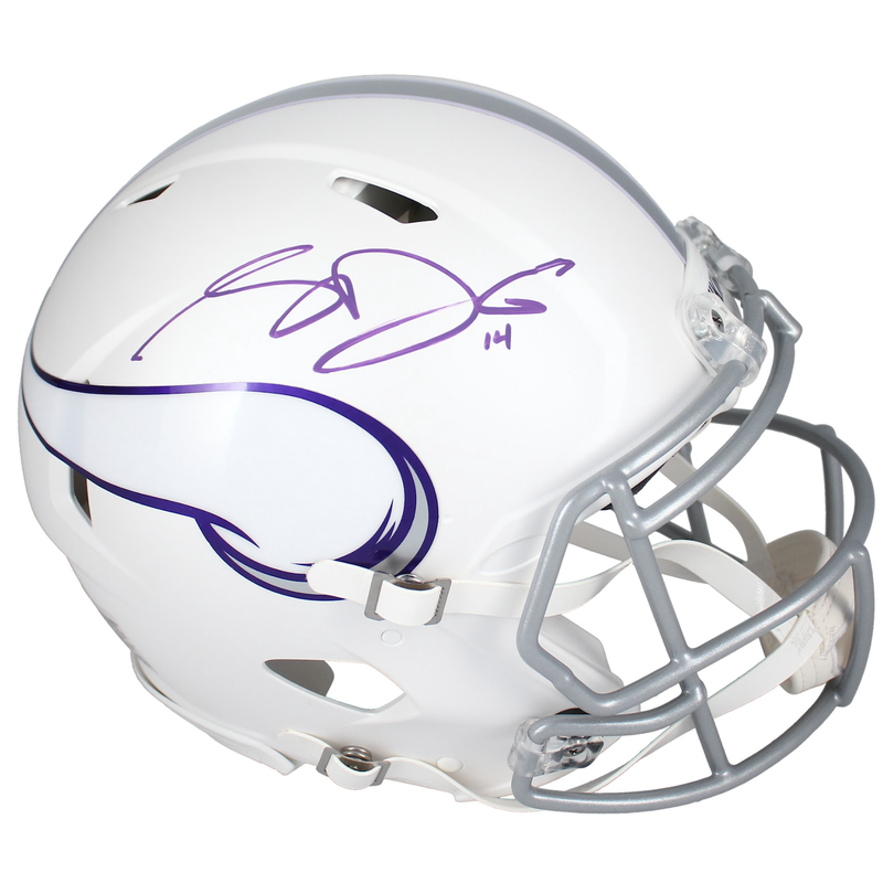 Sam Darnold Autographed Vikings White 2024 Alt. Speed Authentic Helmet Fanatics