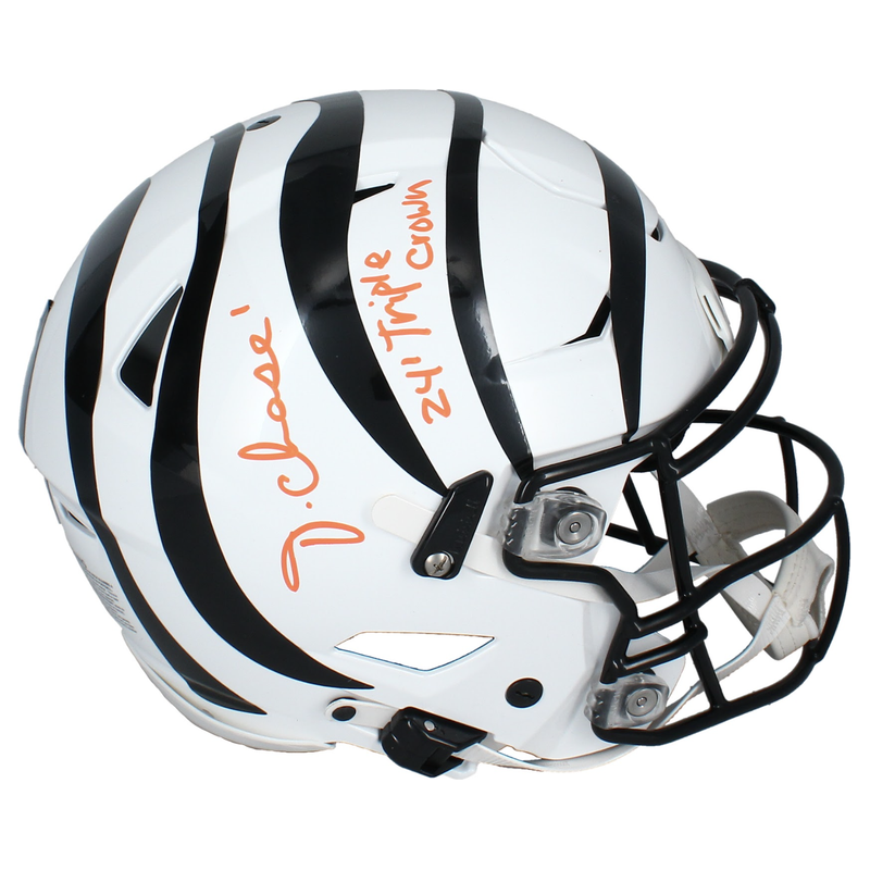 Ja'Marr Chase Autographed Bengals "24 Triple Crown" Speedflex Helmet Beckett
