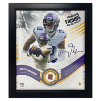 Justin Jefferson Vikings Framed 15" x 17" Game Used Football Collage LE 1/50