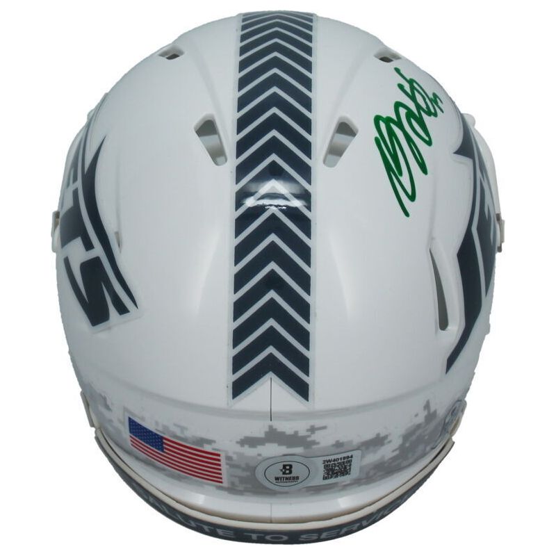 Davante Adams Autographed New York Jets 2024 STS Mini Speed Helmet Beckett