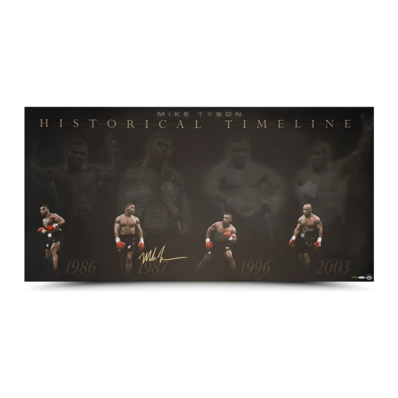 Mike Tyson Autographed "Historical Timeline" 48x24 Photo UDA LE 75