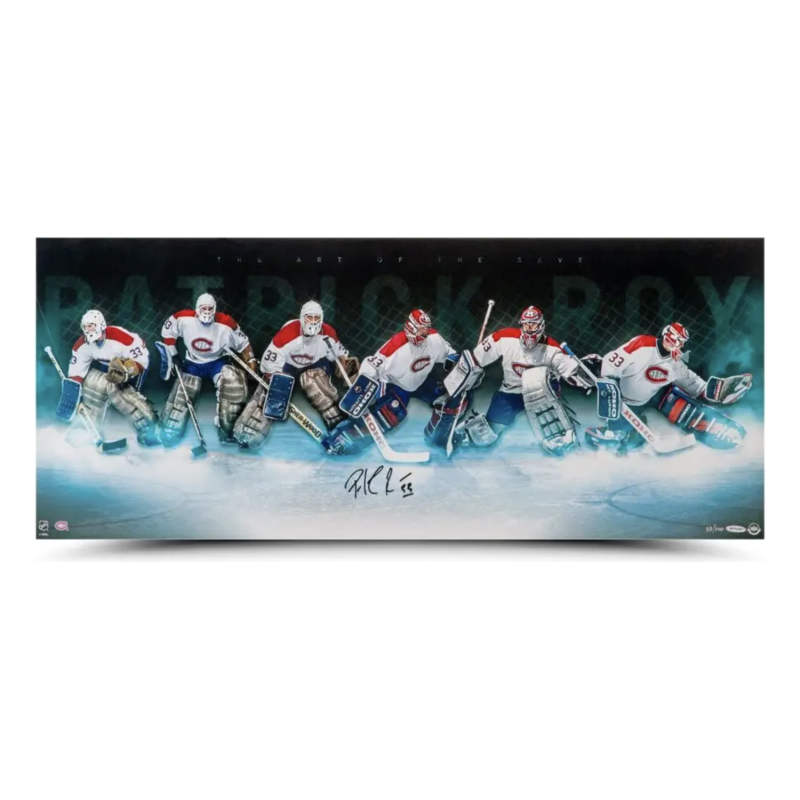 Patrick Roy Autographed "Art of the Save" 36 x 15 Photograph UDA LE 100