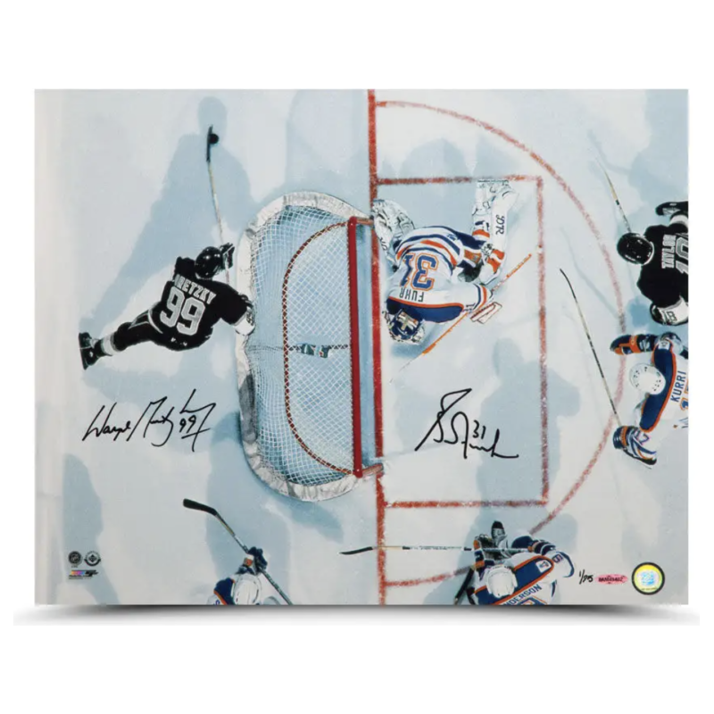 Wayne Gretzky / Grant Fuhr Autographed Edmonton Oilers "Aerial Assault" 16" x 20" Photograph LE